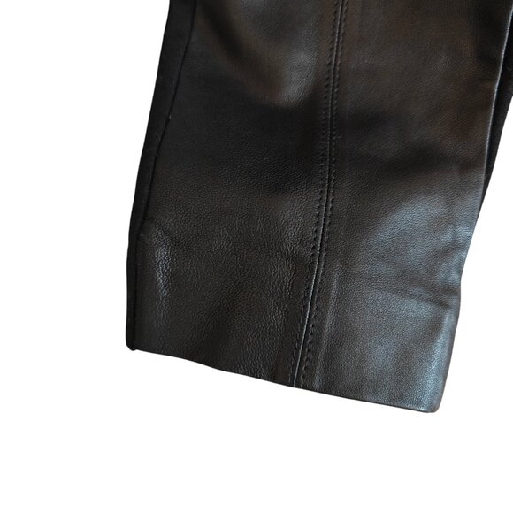 St. John Black Leather Front Panel Stretch Leggings S - Picture 7 of 12